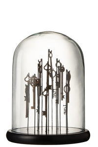 Bell Jar Keys Glass Dark Brown Medium