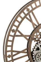 Afbeelding in Gallery-weergave laden, Clock Roman Numerals Visible Mecanism Metal Antique Gold
