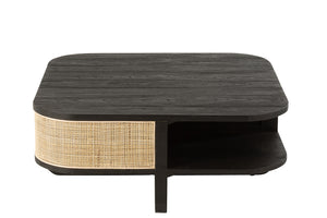 Coffee Table Molly Exotic Wood/Rattan Black