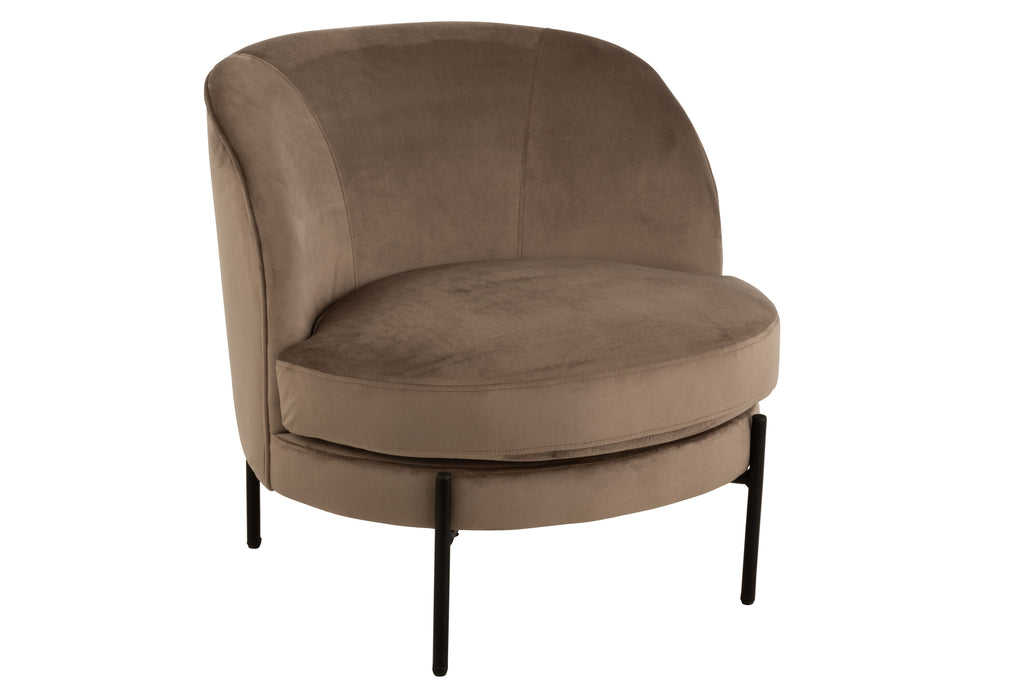 Lounge Chair Round Textile/Metal Brown