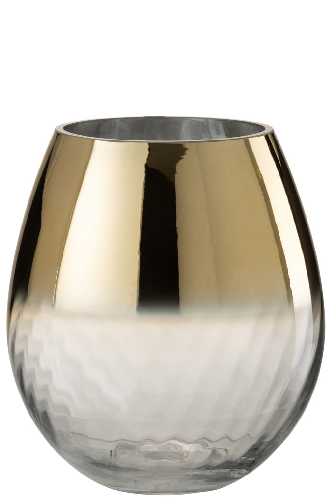 Vase Stripe Glass Gold/Transparent Medium