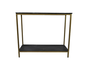 Console tafel /sidetable - 100x35x86 - Zwart/goud - Marmer/metaal/mangohout