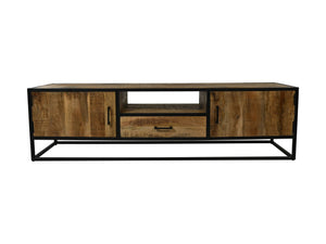 TV cabinet Derby - 180x45x50 - Natural/black - Mango wood/metal