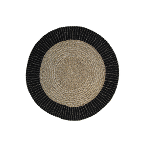Vloerkleed Malibu - ø150 cm - raffia/zeegras - naturel/zwart