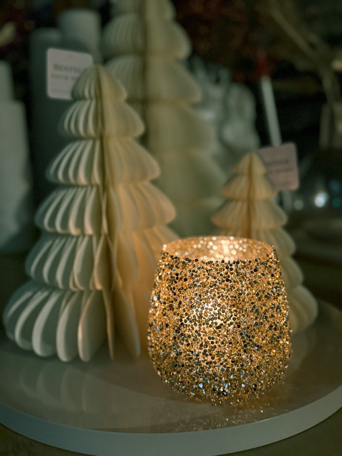 Windlicht gold glitter M