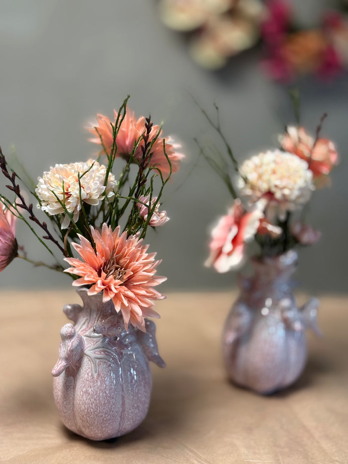 ~ vaasje bird inclusief zijdenbloemen