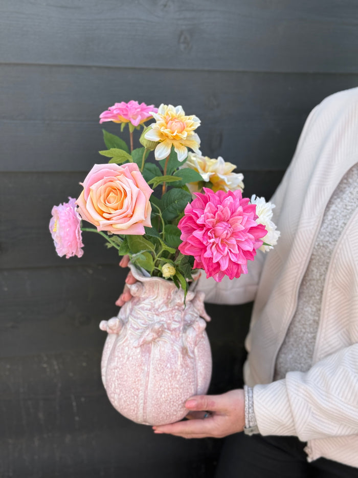 Bird vaas M gevuld met realtouch zijdenbloemen