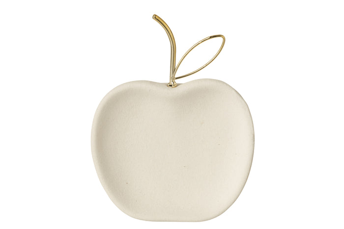 Plate Deco Apple Porcelain White/Gold Colored