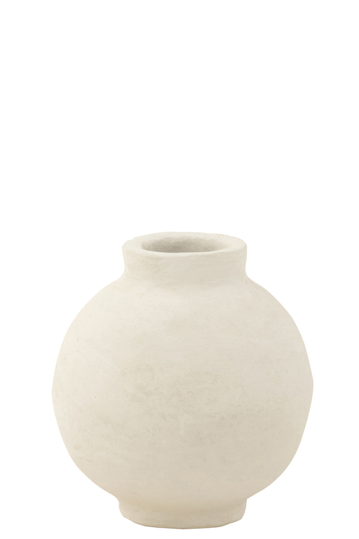 Pot Smooth Sphere Paper Mache White