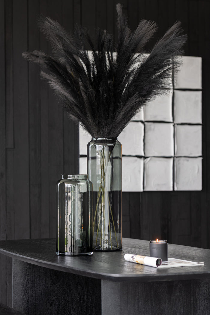 Vase Right Long Glass Grey Small