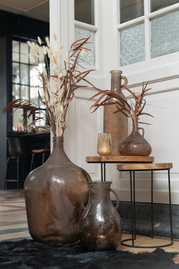 Vase Bottle With 2Handle Glass Antique Pink