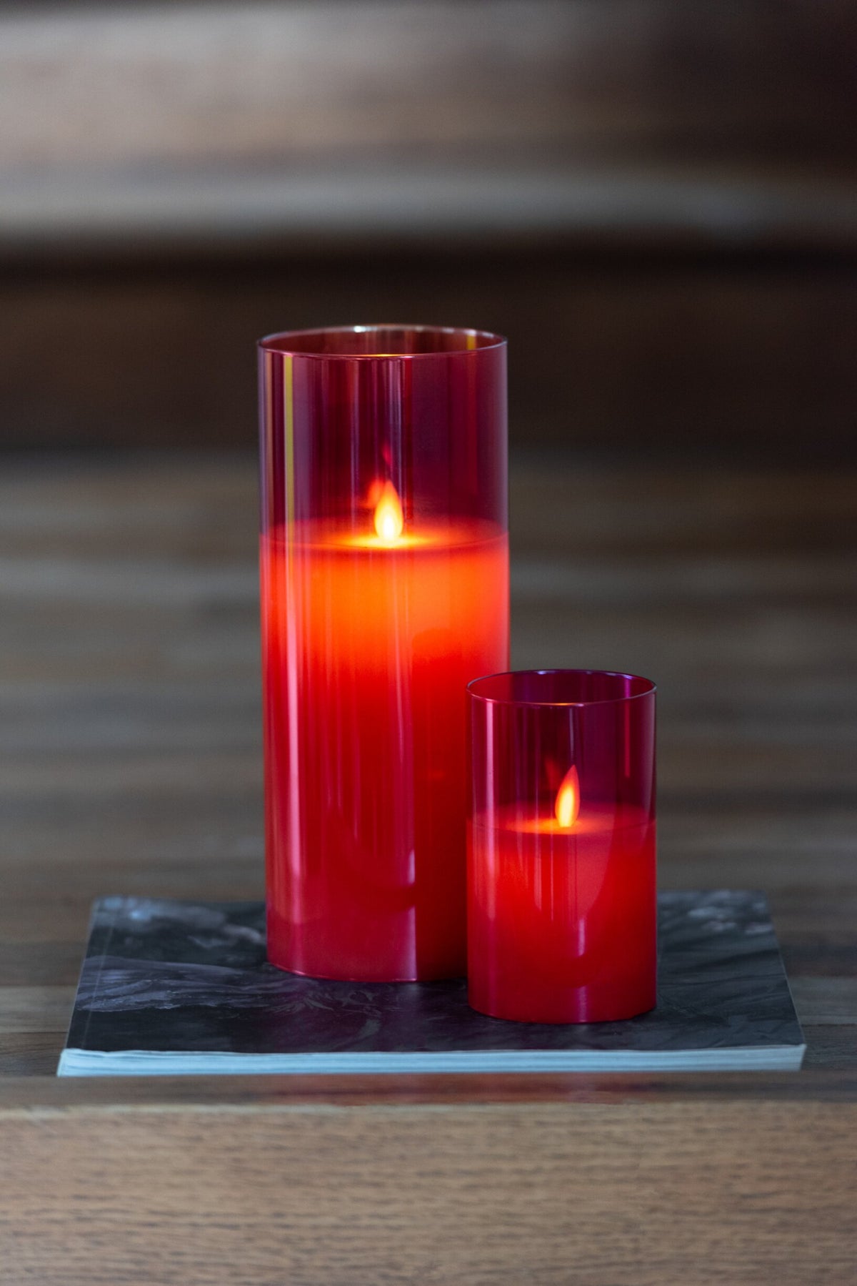 Ledlamp Shining Glass Red Large