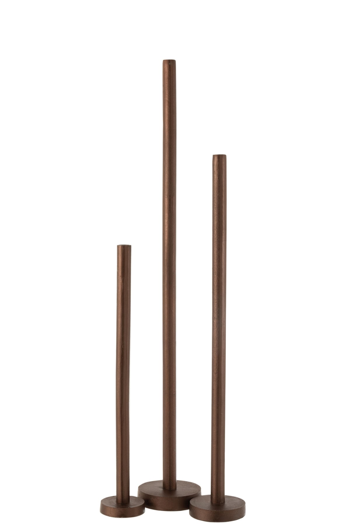 Set Of 3 Candleholders High Modern Metal Matte Dark Brown
