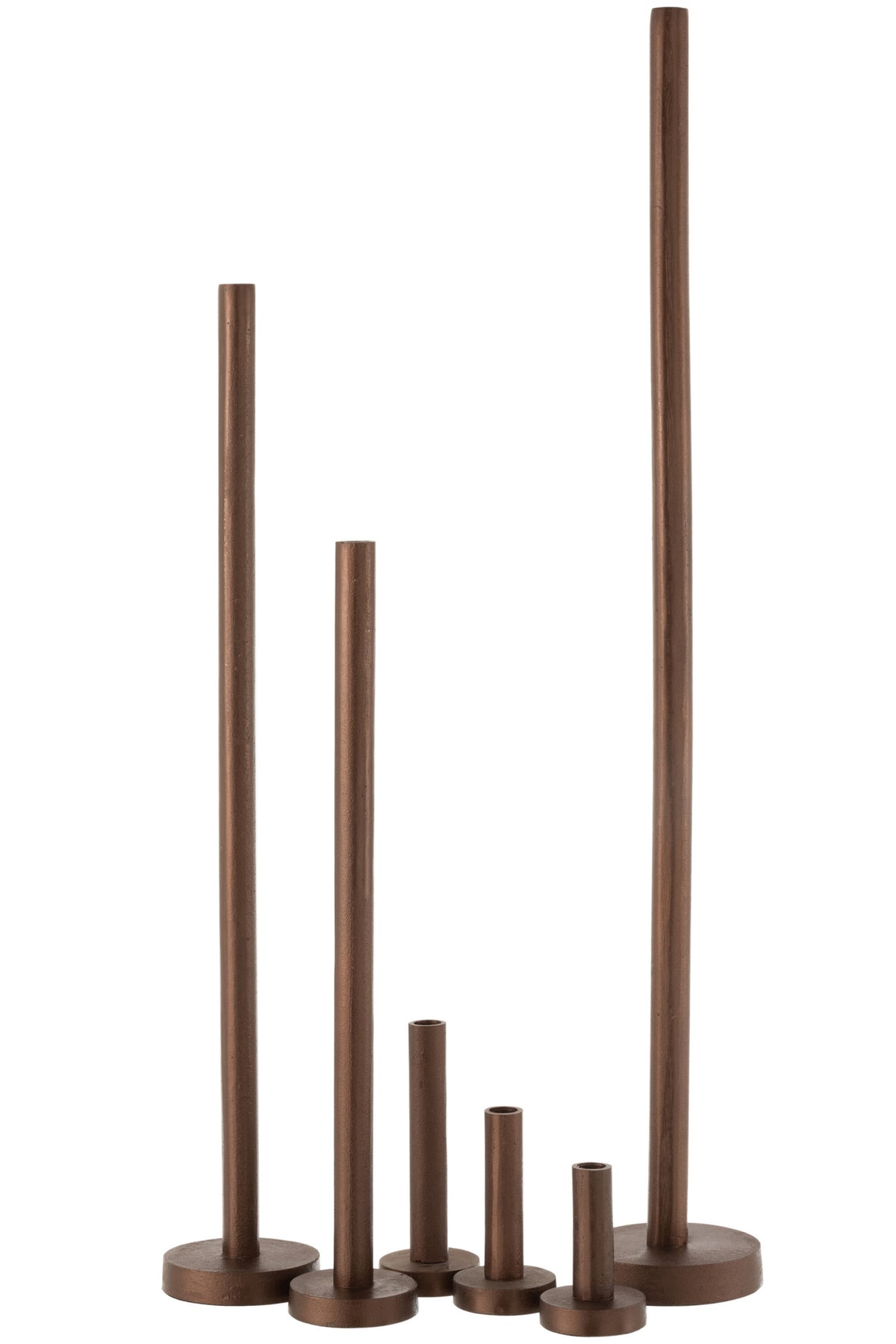 Set Of 3 Candleholders High Modern Metal Matte Dark Brown