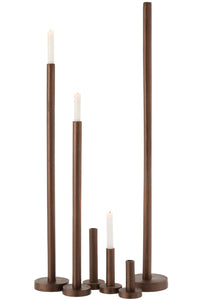 Set Of 3 Candleholders High Modern Metal Matte Dark Brown