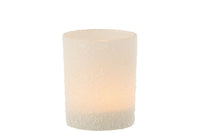 Tealight Holder Snowy Glass White Large