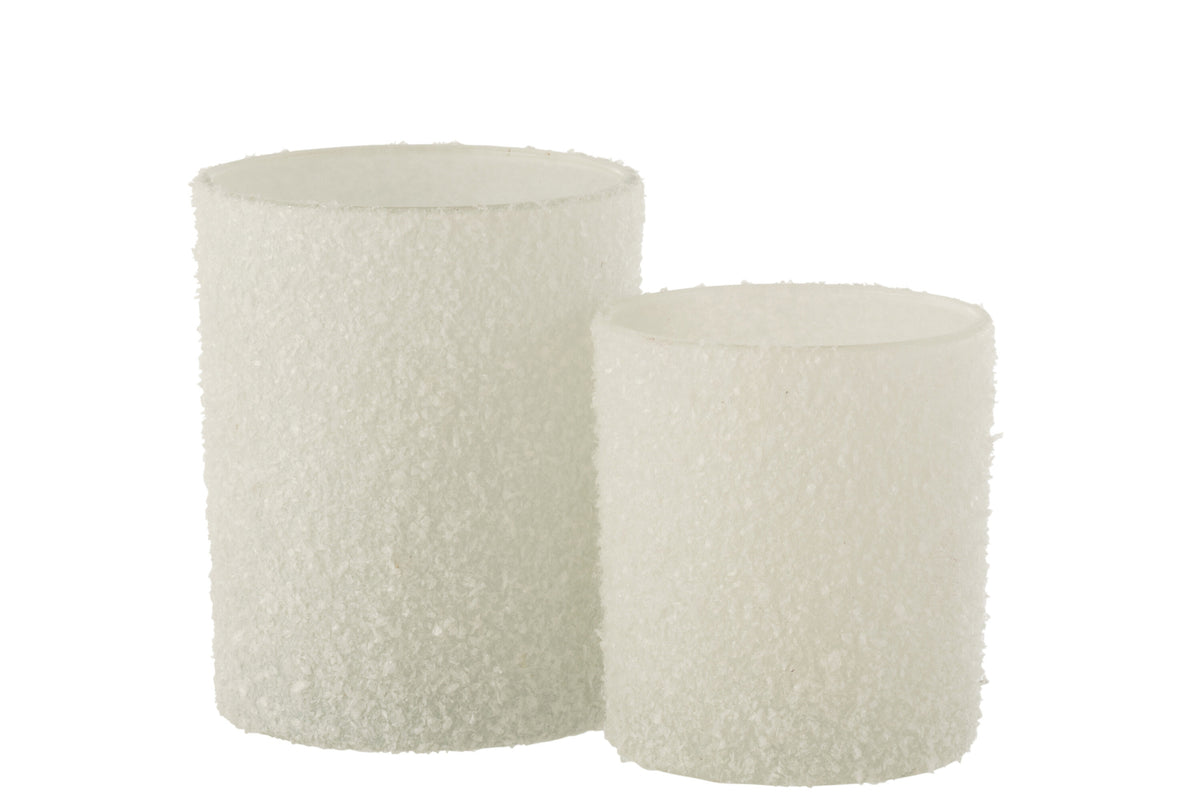 Tealight Holder Snowy Glass White Large