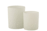 Tealight Holder Snowy Glass White Large