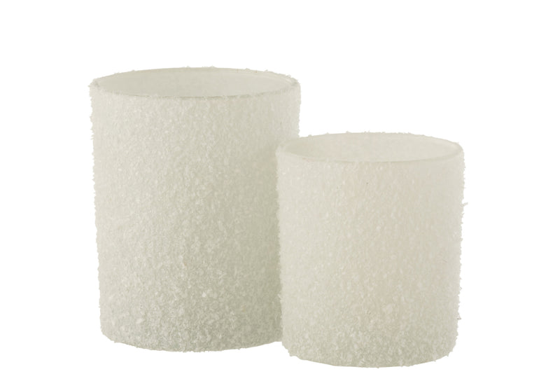 Tealight Holder Snowy Glass White Large