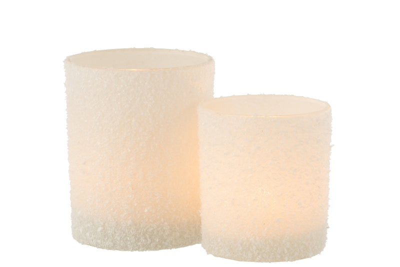 Tealight Holder Snowy Glass White Large