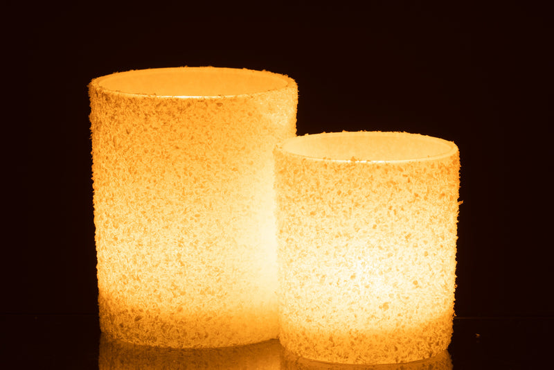 Tealight Holder Snowy Glass White Large