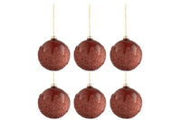 Box Of 6 Christmas Baubles Sugar Glass Matte Burgundy Small