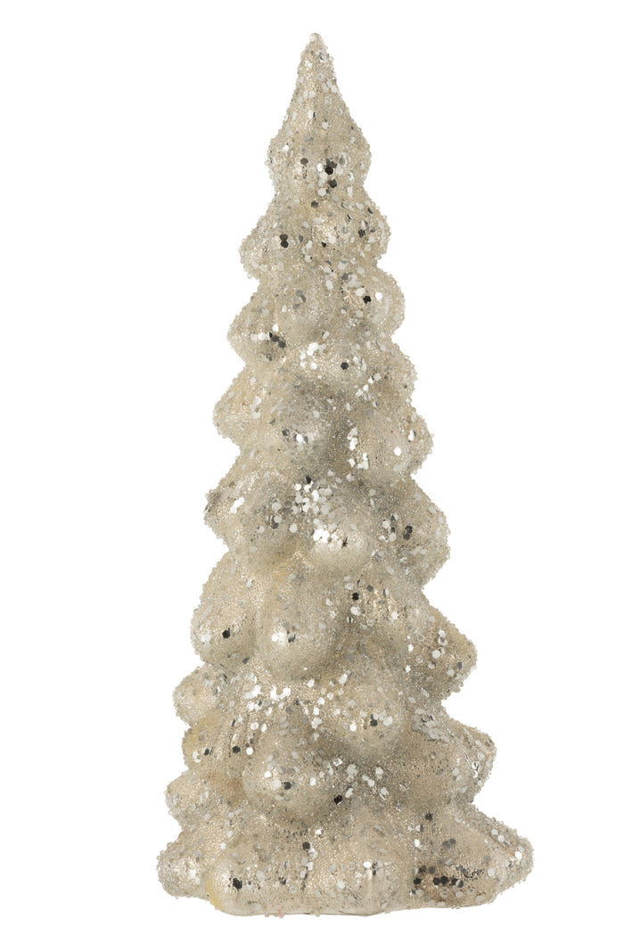 Christmas Tree Deco Sugar Glass Shiny Light Grey/Silver Large