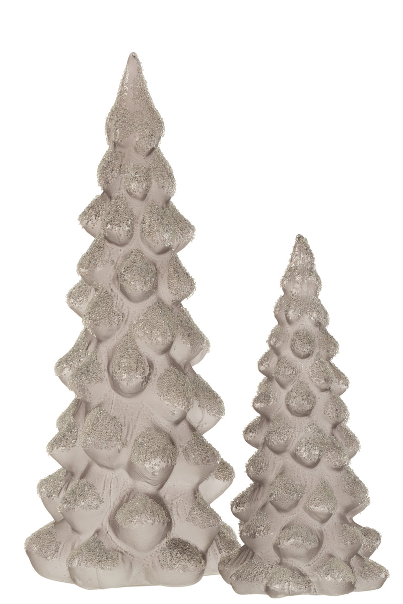 Christmas Tree Deco Sugar Glass Frosted Grey Large