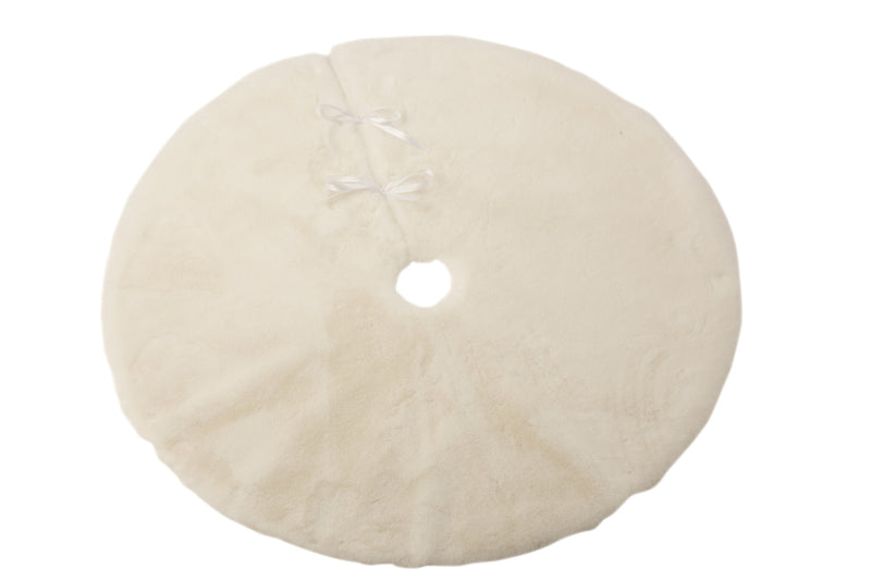 Christmas Tree Skirt Round Polyester White