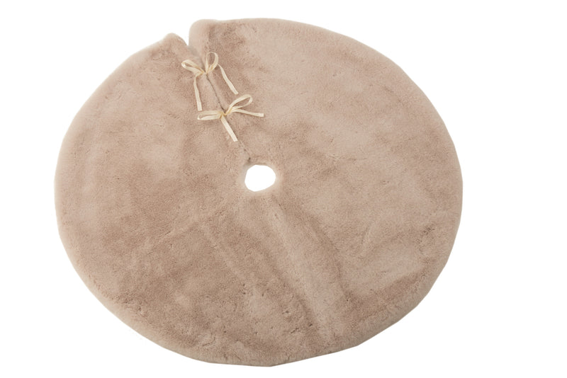 Christmas Tree Skirt Round Polyester Beige