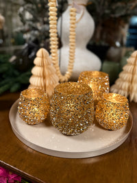Windlicht gold glitter M
