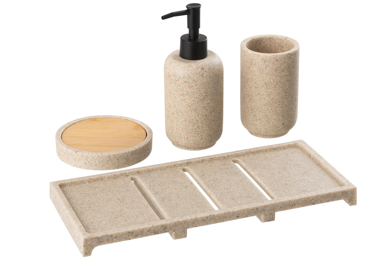 Soap Dispenser On Tray Polyresin Beige/Natural