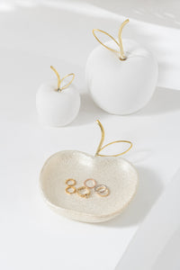 Plate Deco Apple Porcelain White/Gold Colored