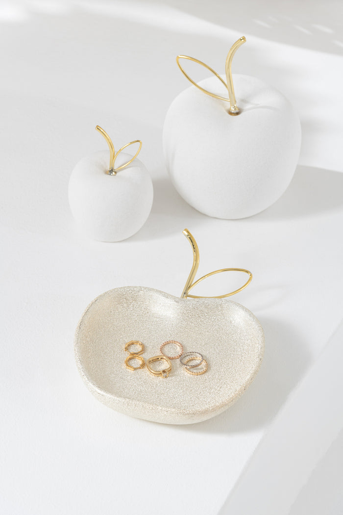 Plate Deco Apple Porcelain White/Gold Colored
