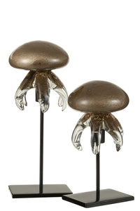 Jellyfish On Foot Glass Brown Large