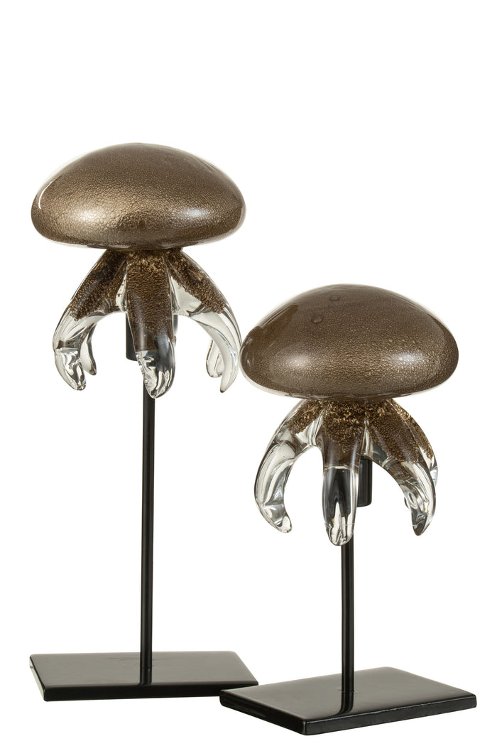 Jellyfish On Foot Glass Brown Large