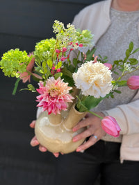 Toetervaas L gevuld met zijdenbloemen