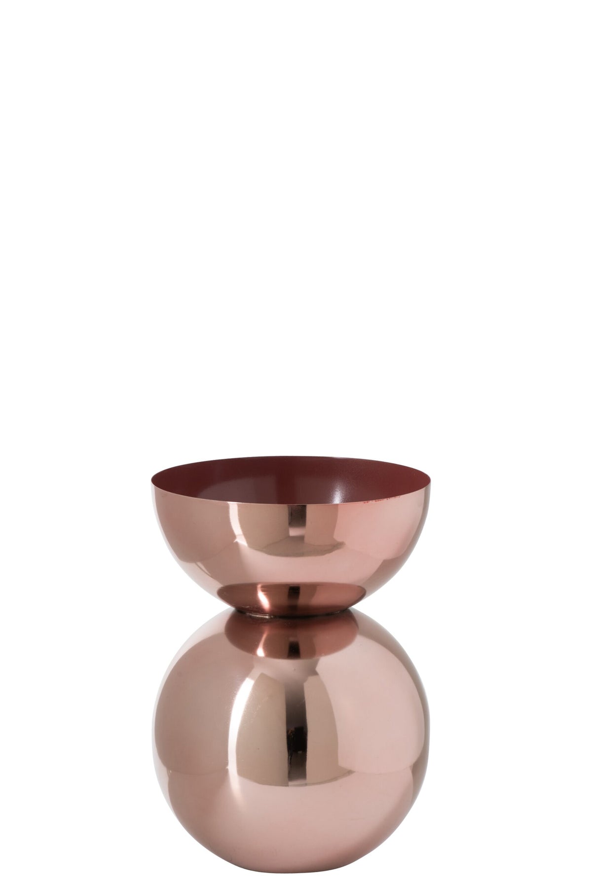 Vase Shiny Round Metal Copper Small