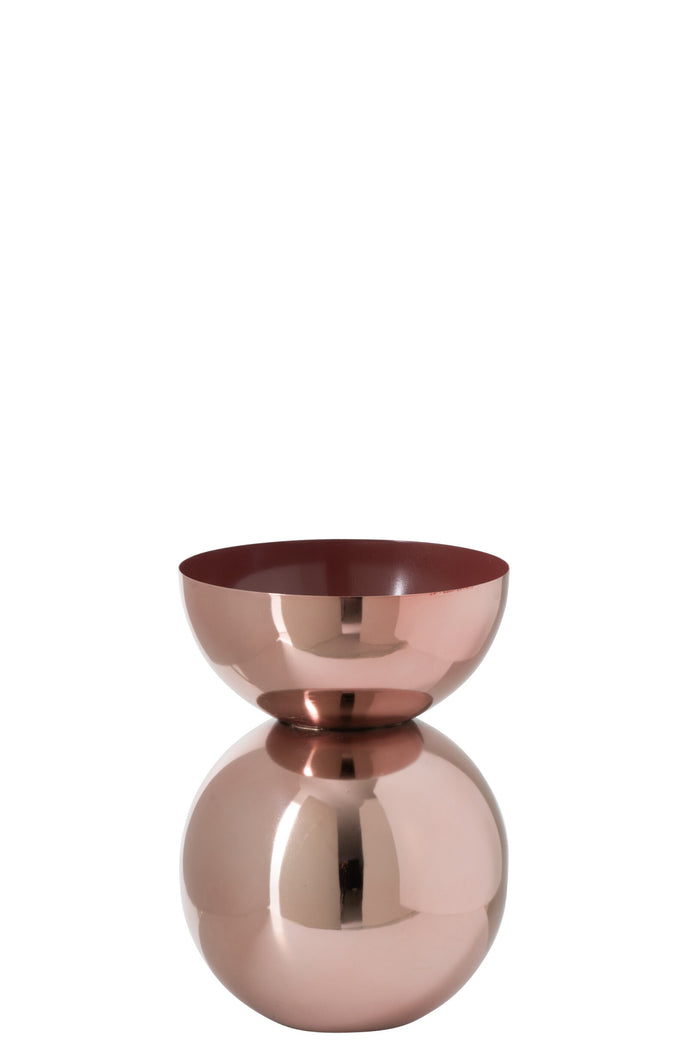 Vase Shiny Round Metal Copper Small