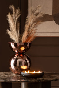 Vase Shiny Round Metal Copper Small