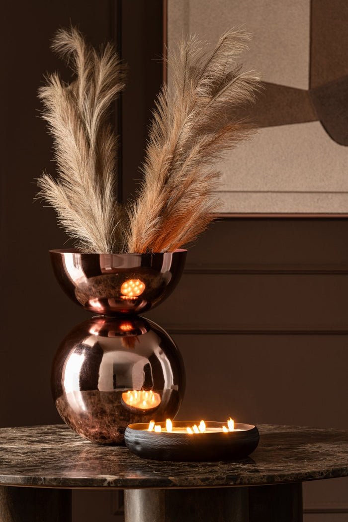 Vase Shiny Round Metal Copper Small