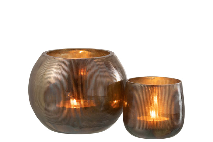 Hurricane Lines Glass Dark Brown Large