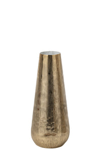 Vase Striped Aluminium Gold/White Small