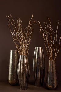 Vase Striped Aluminium Gold/White Small