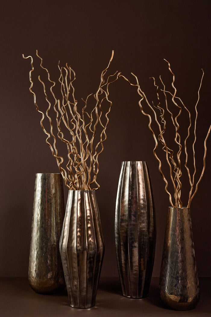 Vase Striped Aluminium Gold/White Small