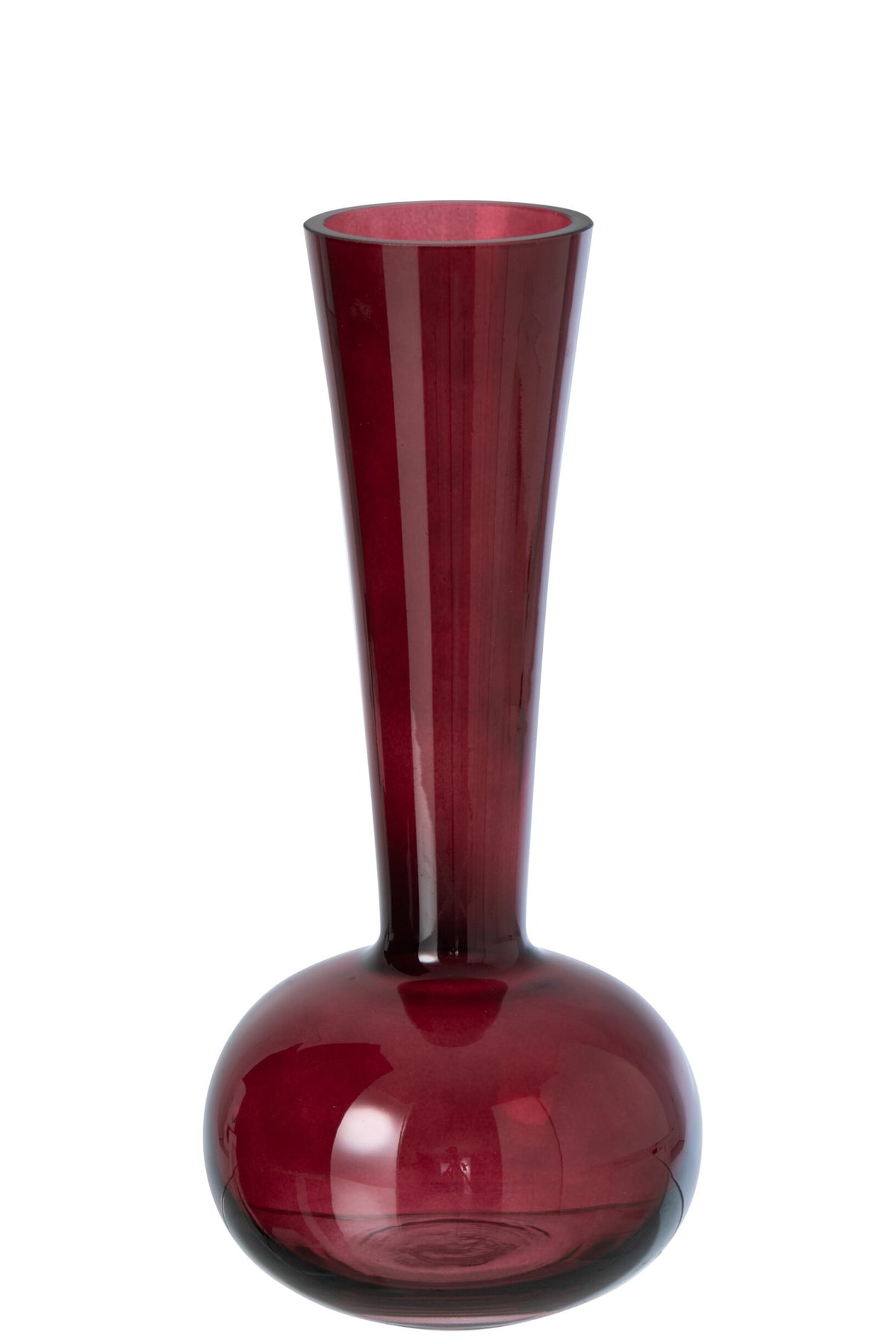 Vase Round Base Glass Burgundy