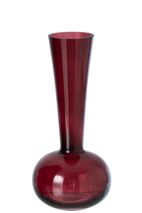 Vase Round Base Glass Burgundy