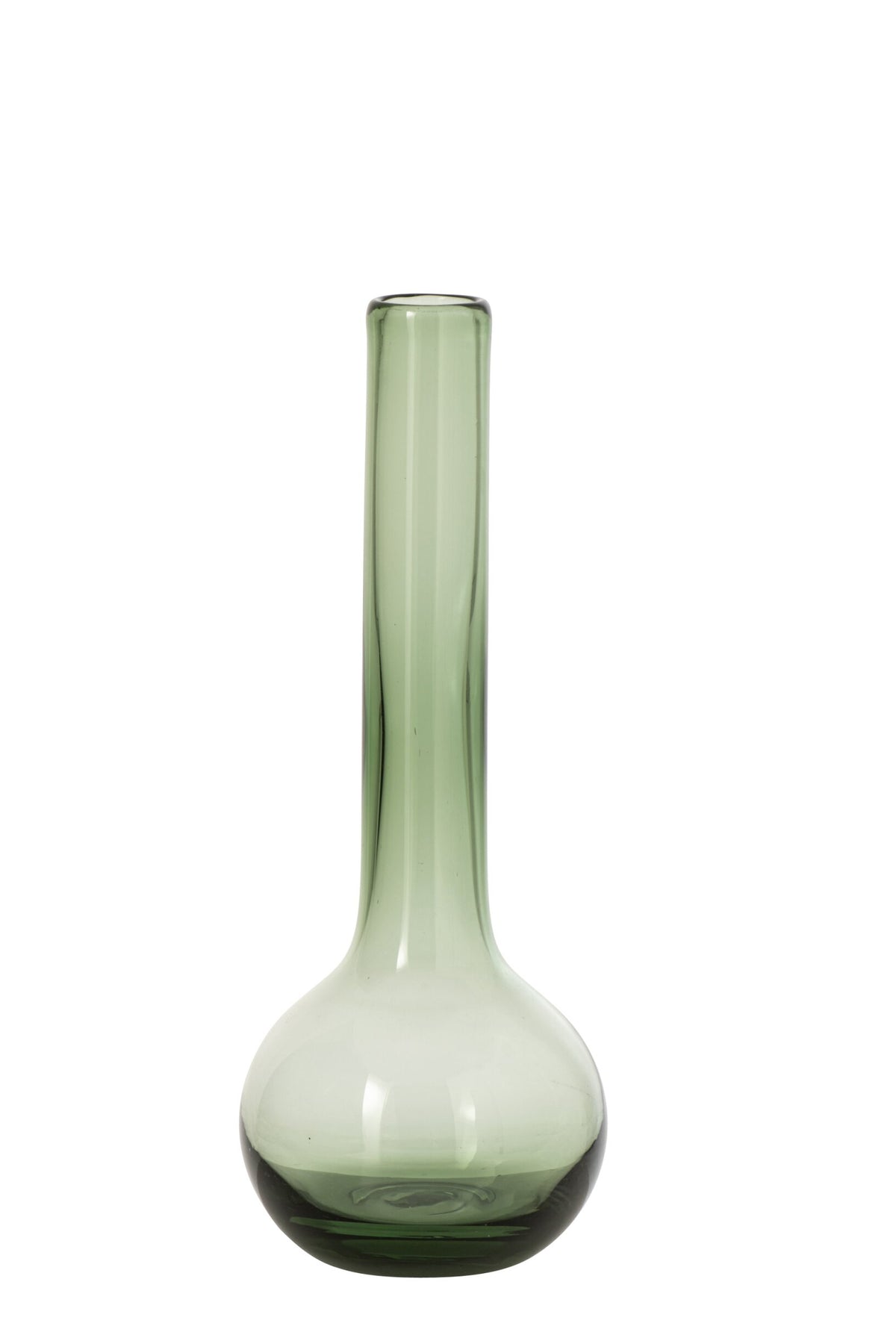 Vase Round Base Flask Glass Green Small