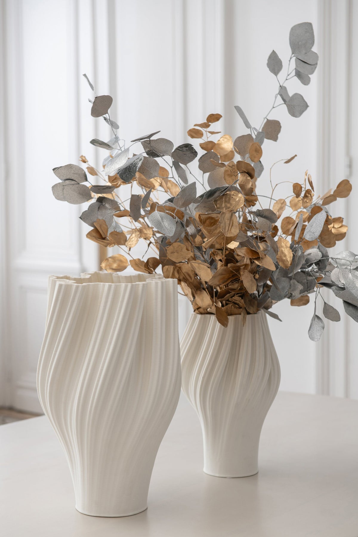 Vase 3D Printing Stoneware White Small