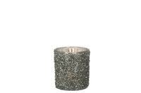 Tealight Holder Glitter Glass Smokey Grey Medium